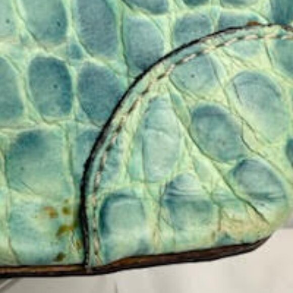 Vintage Dooney & Bourke Mint Green Croc Embossed Leather Satchel Structured Tote - Picture 12 of 14